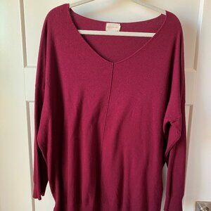 Soft Long Maroon Tunic - High/Low w/ Small Side Slits
